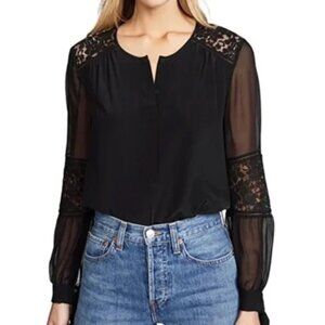 Rebecca Taylor ~ Sarah Lace Inset Silk Blouse